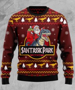Santa and T-rex Christmas Wool Sweater