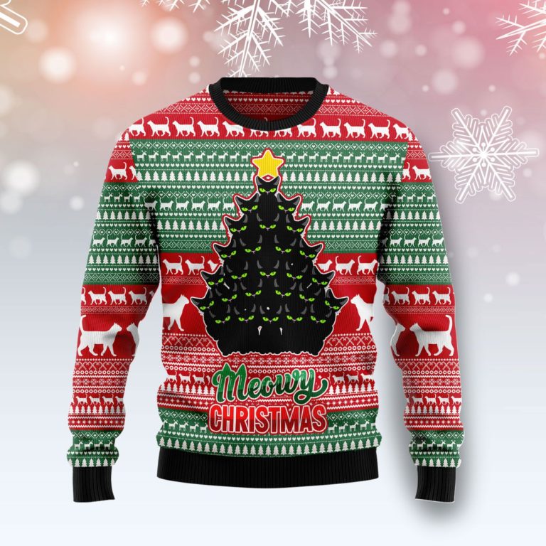 Black Cat Meowy Christmas Christmas Wool Sweater