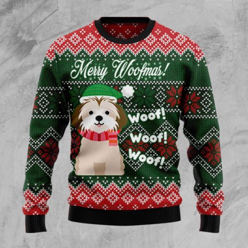 Shih Tzu Woofmas Christmas Wool Sweater | RobinPlaceFabrics | Reviews ...