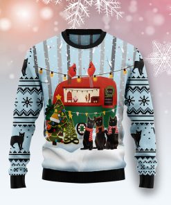 Black Cat Love Camping Christmas Wool Sweater Black Cat Love Camping Christmas Wool Sweater