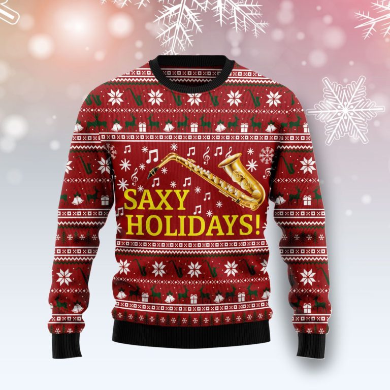 Saxy Holidays Saxophone Christmas Wool Sweater