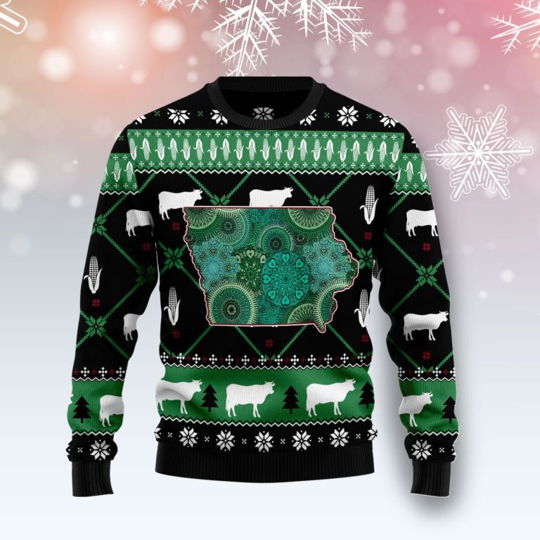 Iowa USA Symbols Pattern Christmas Wool Sweater