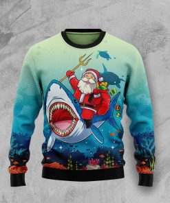 Santa Shark Christmas Wool Sweater