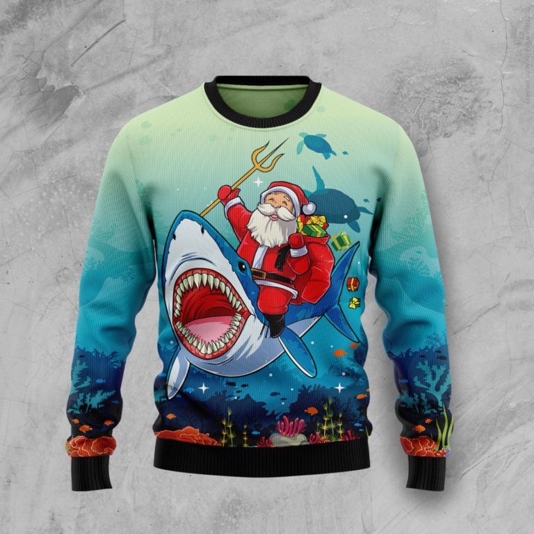 Santa Shark Christmas Wool Sweater