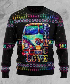 Hippie Peace Love Christmas Wool Sweater