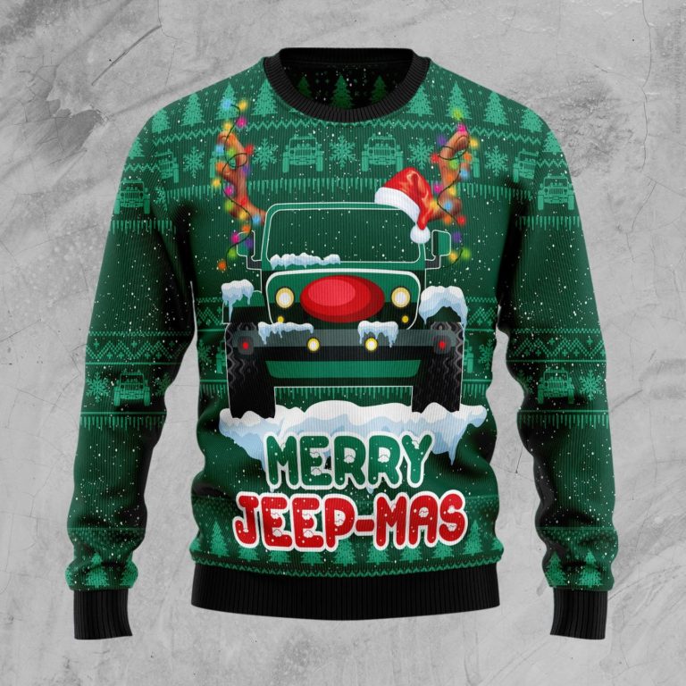 Merry Jeep Mas Christmas Wool Sweater