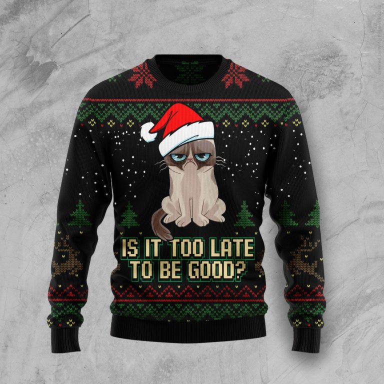 Is It Too Late To Be Good Cat Christmas Wool Sweater