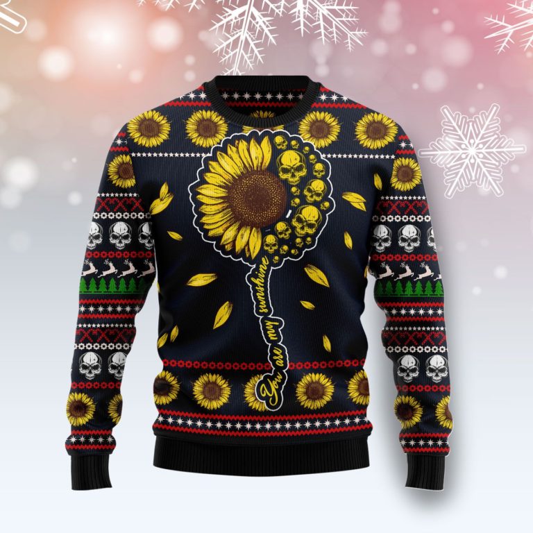 Skull Sunflower Christmas Wool Sweater
