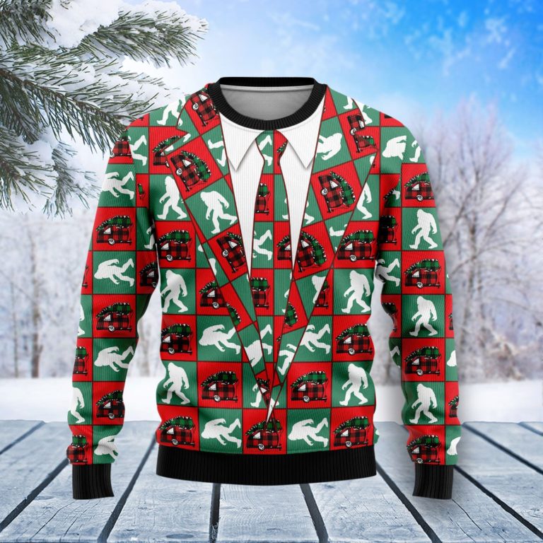 Bigfoot Camping Christmas Christmas Wool Sweater