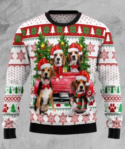Beagle Red Truck Christmas Wool Sweater
