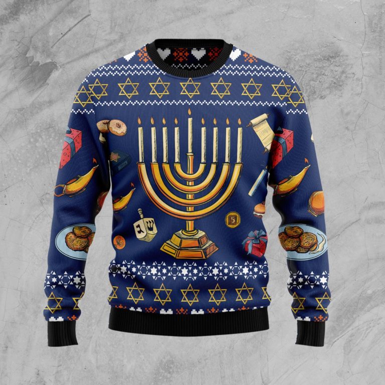 Jewish Hanukkah Christmas Wool Sweater RobinPlaceFabrics