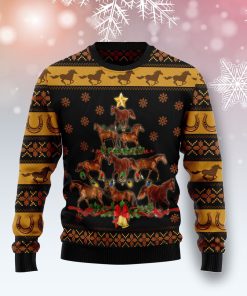 Horse Christmas Tree Christmas Wool Sweater