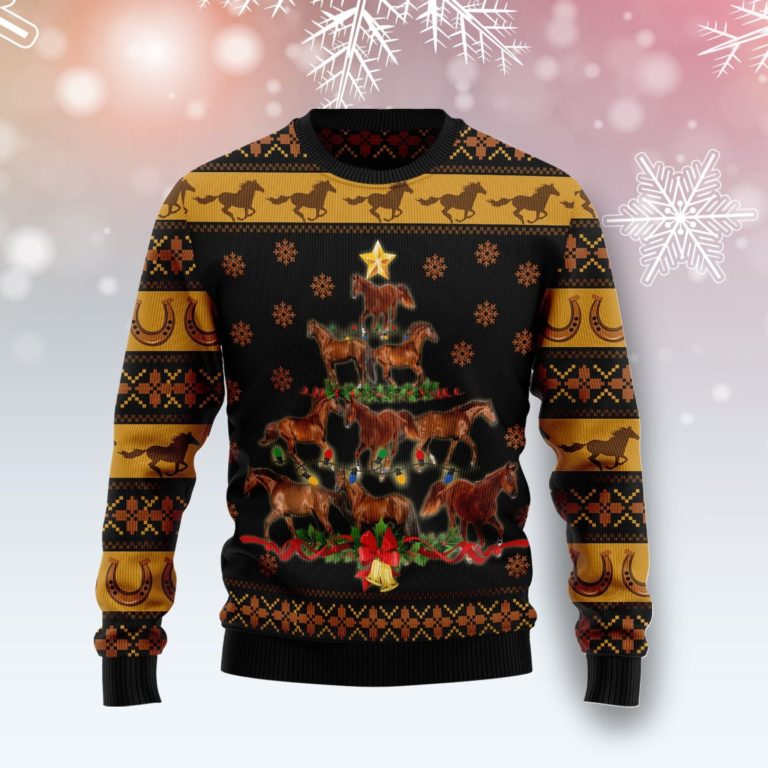 Horse Christmas Tree Christmas Wool Sweater