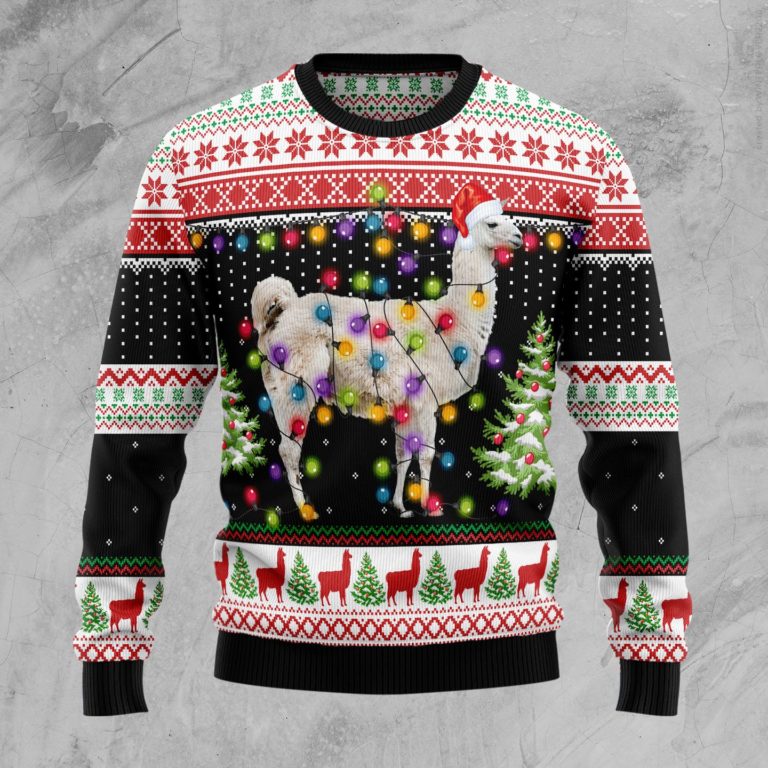 Llama Hit That Christmas Wool Sweater