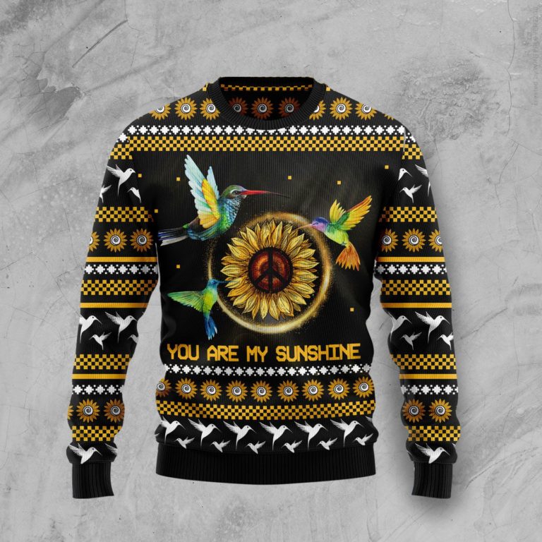 Hummingbird Sunflower Christmas Wool Sweater