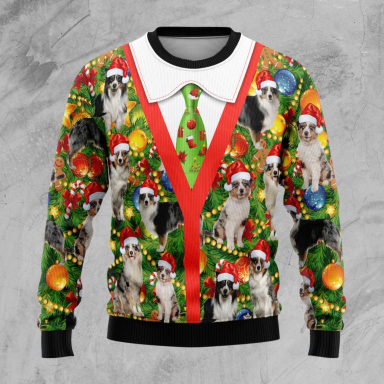 Australian Shepherd Xmas Pine Christmas Wool Sweater