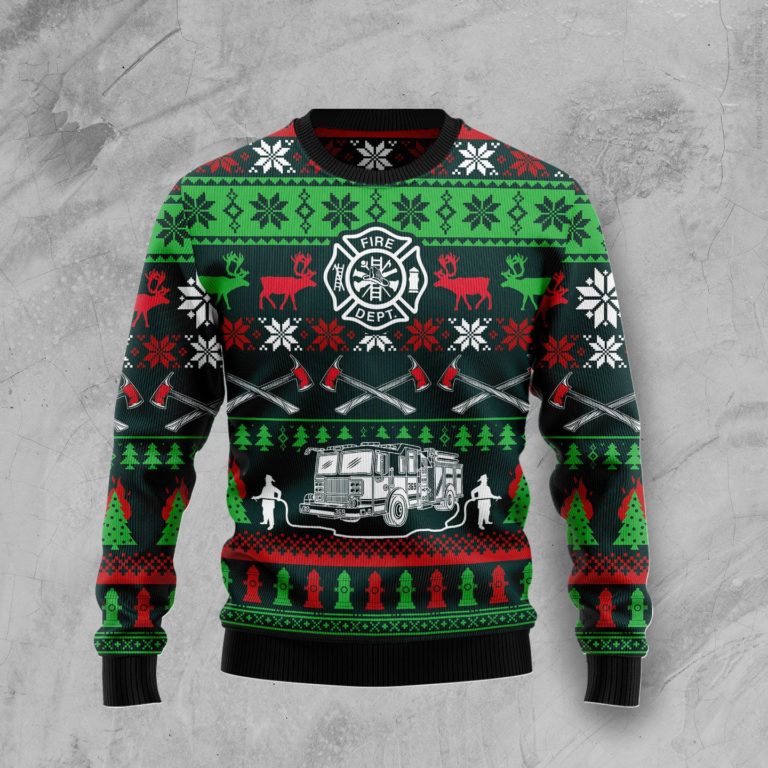 Awesome Firefighter Christmas Wool Sweater