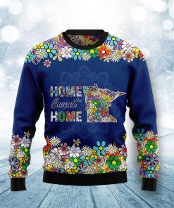 Home Sweet Home Minnesota Flower Christmas Wool Sweater Home Sweet Home Minnesota Flower Christmas Wool Sweater