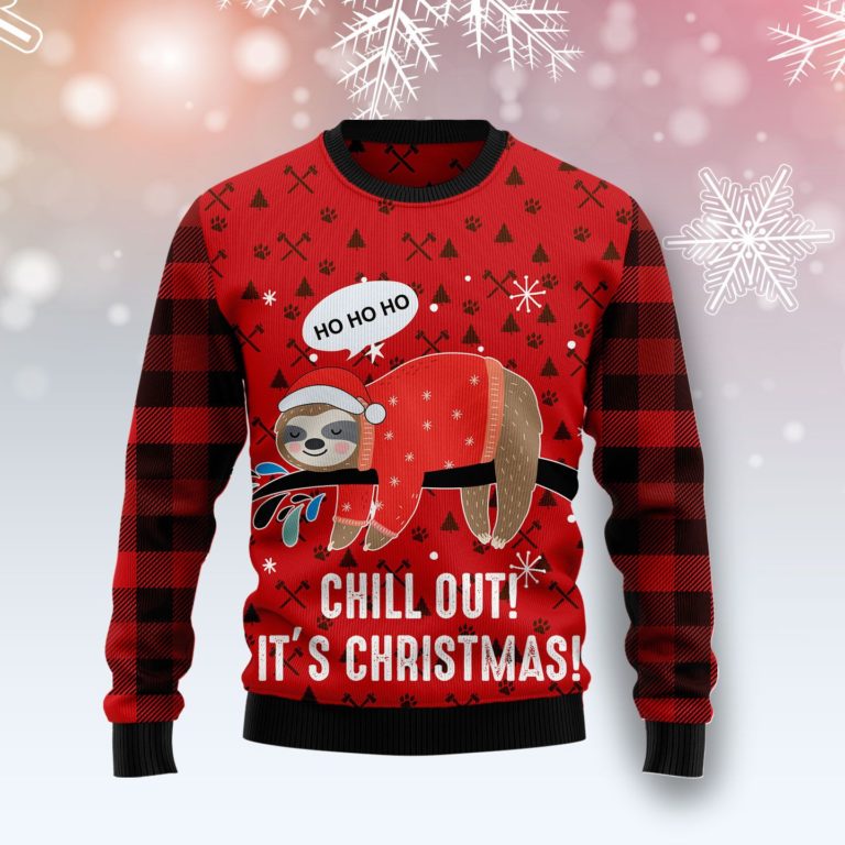 Sloth Chill Out Christmas Wool Sweater