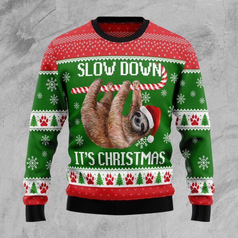 Sloth Slow Down Christmas Wool Sweater