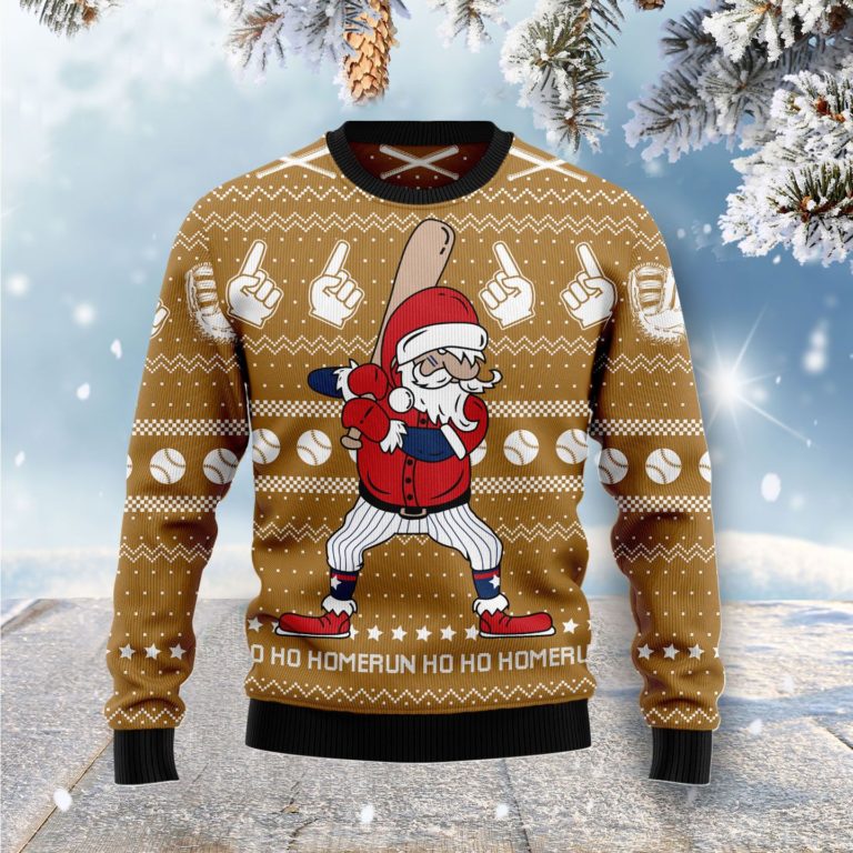 Baseball Ho Ho Homerun Christmas Wool Sweater