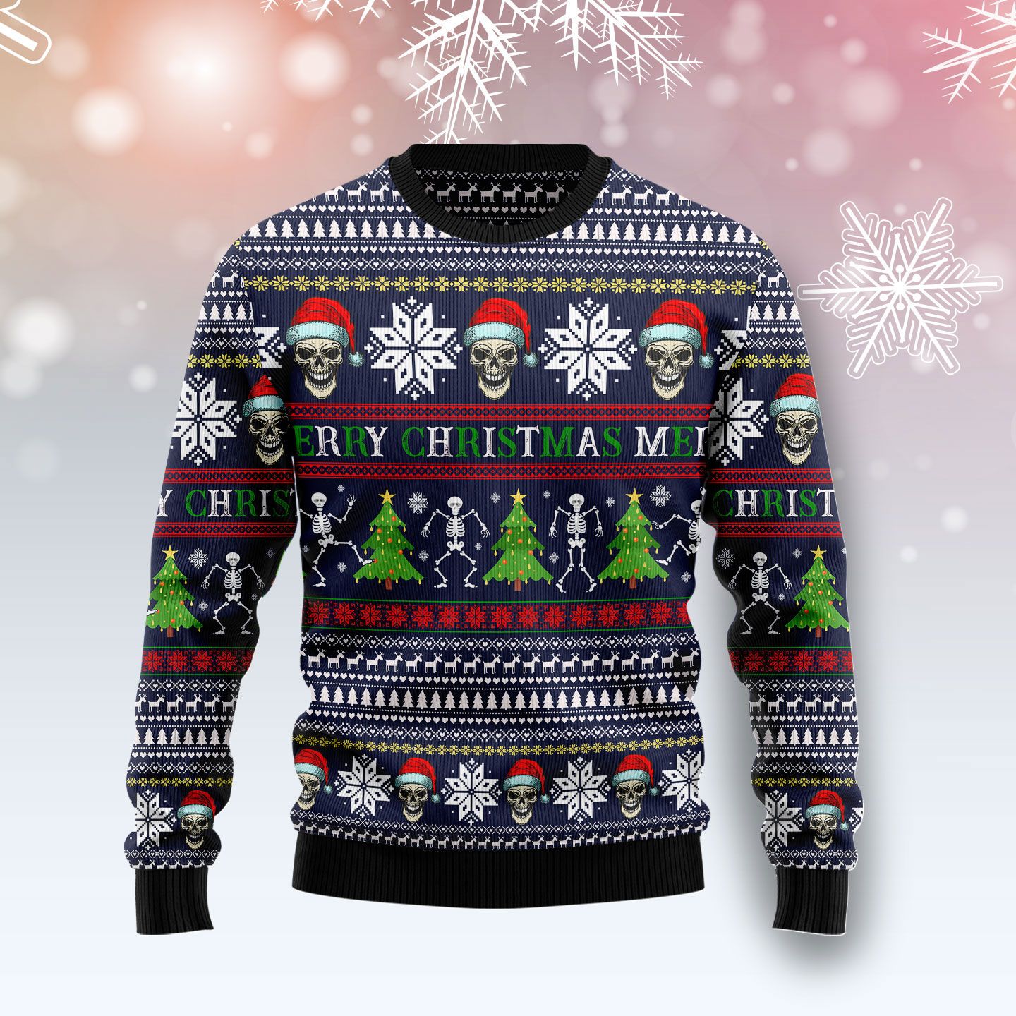 Skull Christmas Christmas Wool Sweater - RobinPlaceFabrics