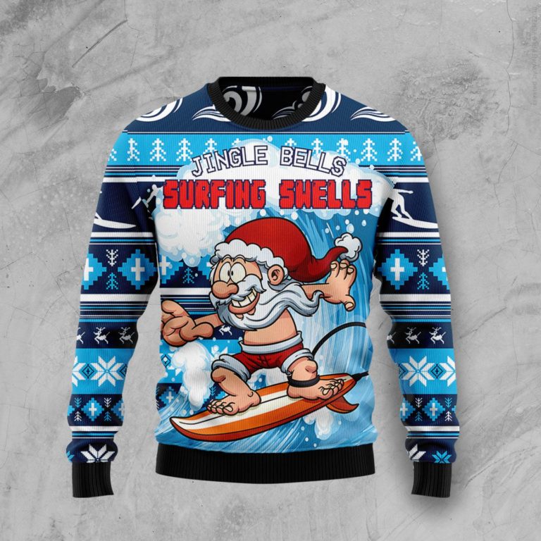 Jingle Bells Surfing Swells Christmas Wool Sweater