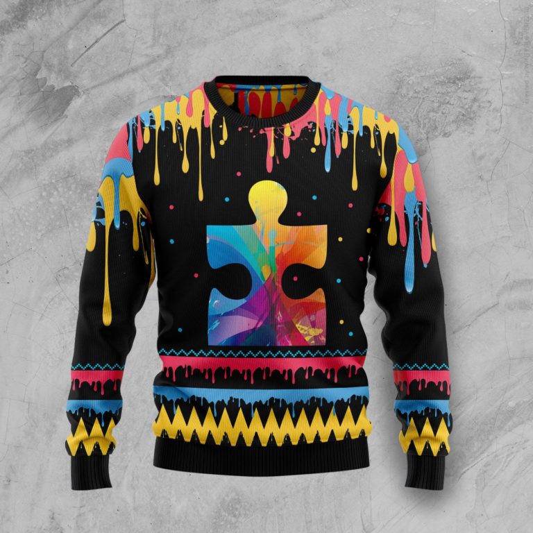 Autism Colorful Beauty Christmas Wool Sweater