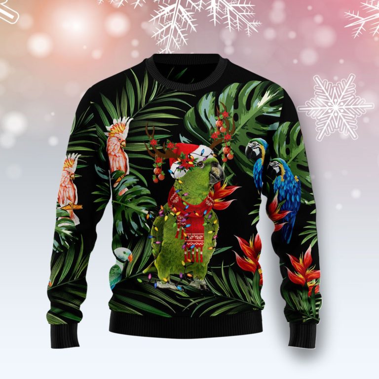 Parrot Tropical Christmas Wool Sweater