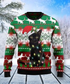 Black Cat Light Christmas Christmas Wool Sweater