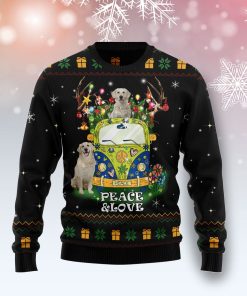 Peace Love Golden Retriever Christmas Wool Sweater