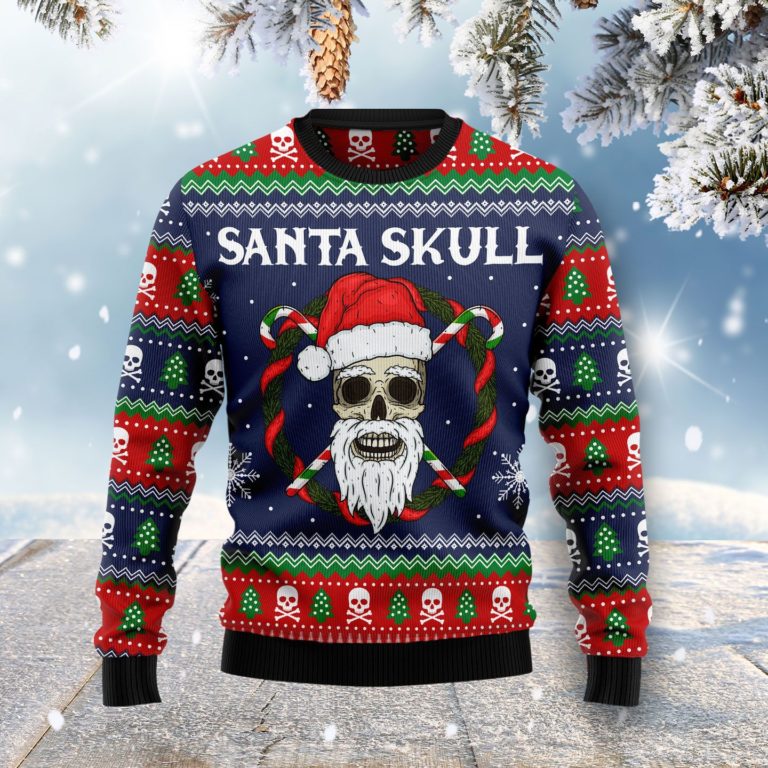 Santa Skull Christmas Wool Sweater