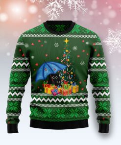 Rain With Love Black Cat Christmas Wool Sweater