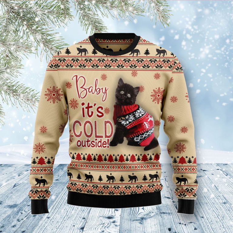 Black Cat Baby Christmas Wool Sweater