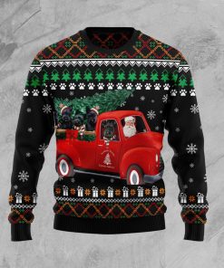 Scottish Terrier and Red Truck Christmas Wool Sweater