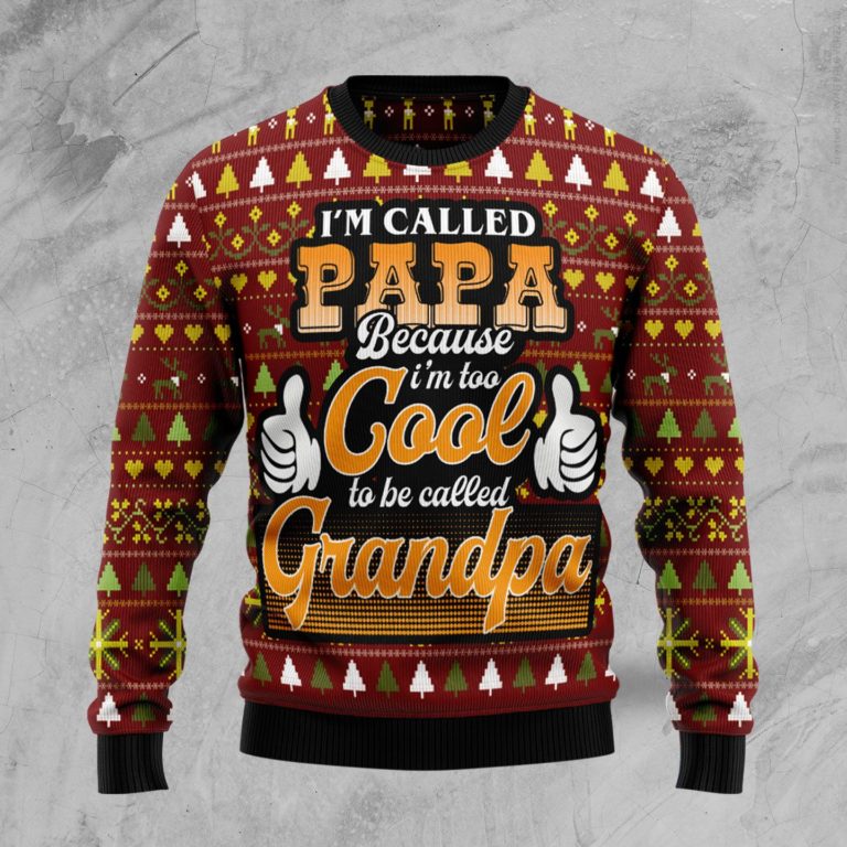 Too Cool To Be Called Grandpa Christmas Wool Sweater