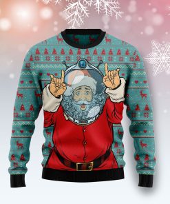 Santa Claus Astronaut Christmas Wool Sweater