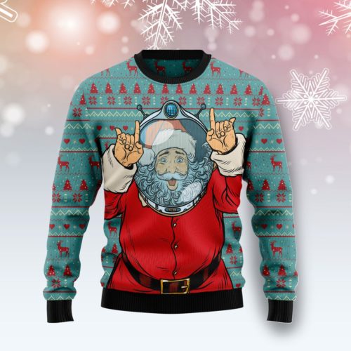 Santa Claus Astronaut Christmas Wool Sweater | RobinPlaceFabrics ...