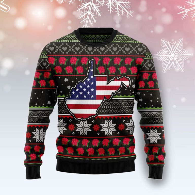 West Virginia Xmas Christmas Wool Sweater