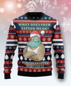 Santa Clause Love Tattoo Christmas Wool Sweater