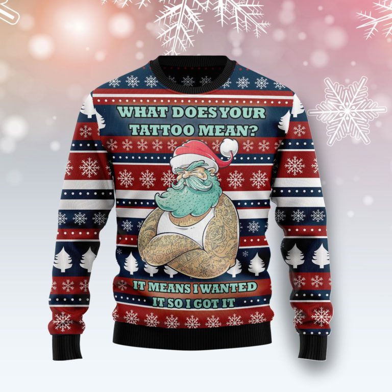 Santa Clause Love Tattoo Christmas Wool Sweater