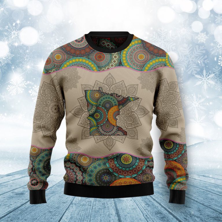 Awesome Minnesota Mandala Christmas Wool Sweater