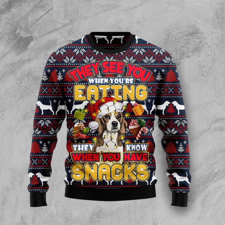 Beagle ey Know When You Have Snacks Christmas Wool Sweater