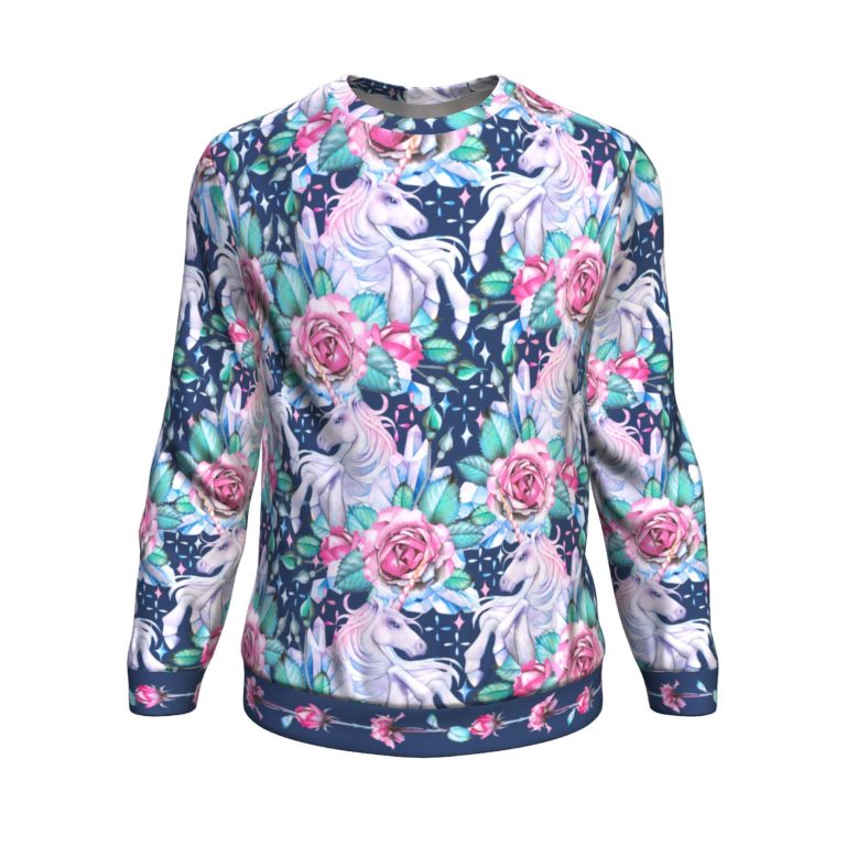 Unicorn Roses For Unicorn Lover All-Over Printed Wool Sweater