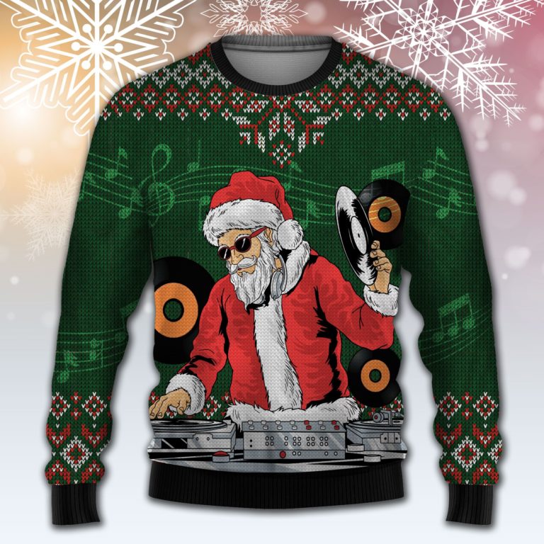 Satan Claus DJ – All Over Print Christmas Wool Sweater