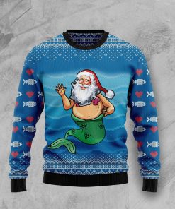Satan Claus Mermaid Christmas Wool Sweater