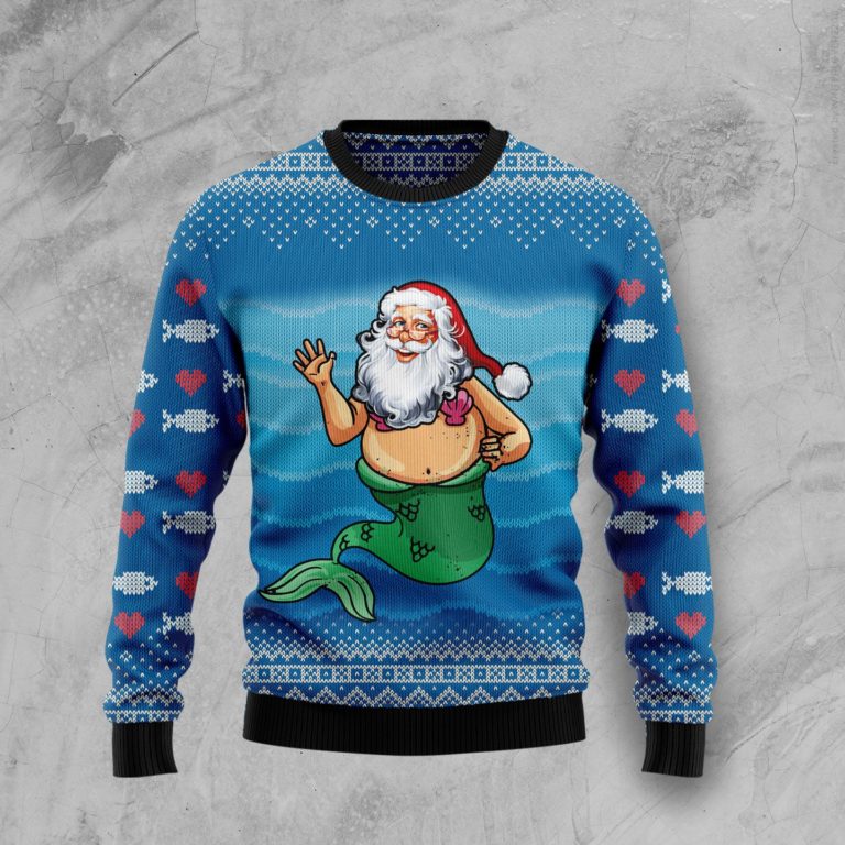 Satan Claus Mermaid Christmas Wool Sweater