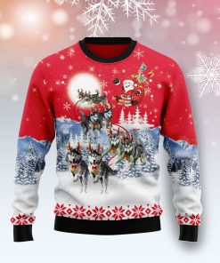 Siberian Husky Santa Claus Christmas Wool Sweater