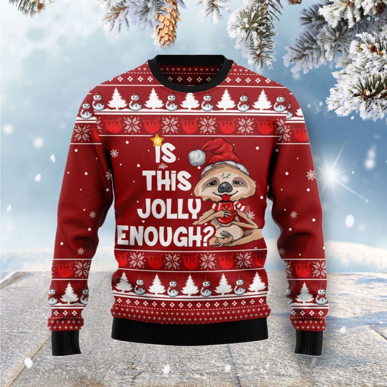 Is This Jolly Enough Sloth Christmas Wool Sweater