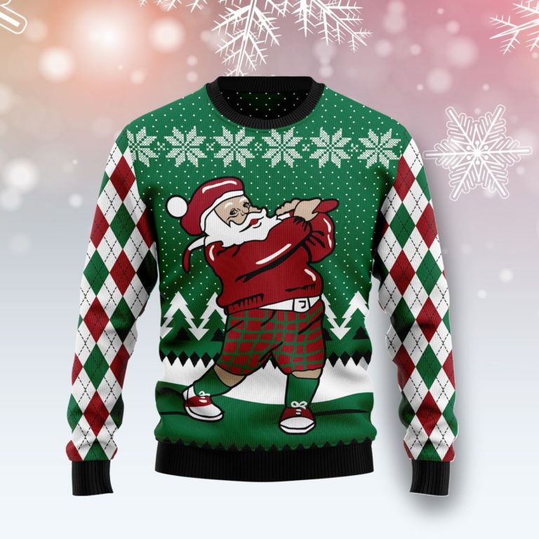 Golfer Santa Christmas Wool Sweater